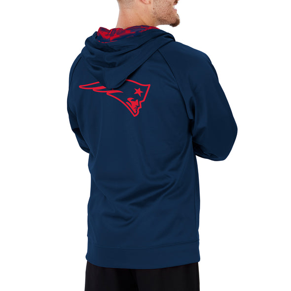 Zubaz NFL Men's New England Patriots Full Zip Hoodie With Team Color Camo Lines