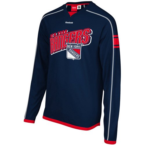 Reebok NHL Mens New York Rangers Long Sleeve Jersey Shirt Top, Navy