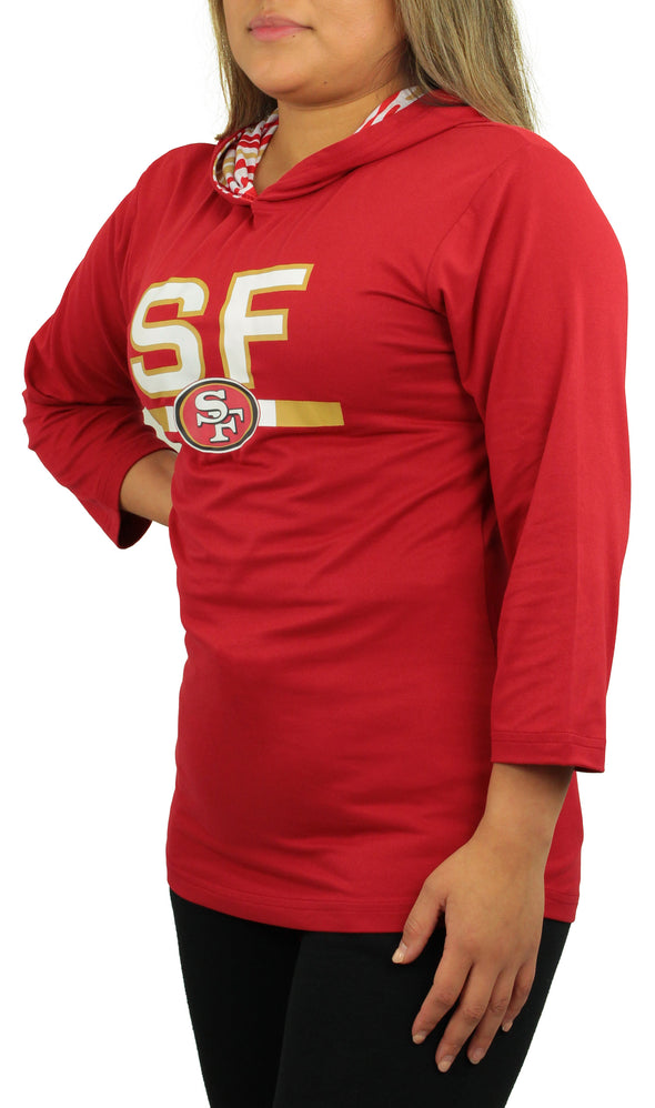 Zubaz NFL Women's San Francisco 49ers Solid Team Color Lightweight Pullover