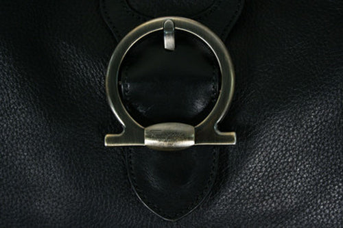 Salvatore Ferragamo Leather Purse Handbag Bag - Black
