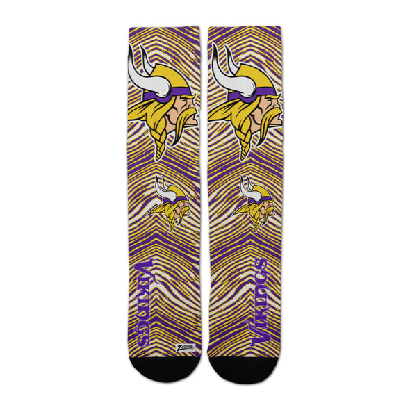 Zubaz By For Bare Feet NFL Adults Unisex Minnesota Vikings Zubified Dress Socks, Large