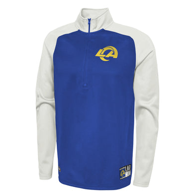 Outerstuff NFL Men's Los Angeles Rams O-Line Performance 1/4 Zip Fleece Top
