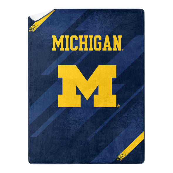 Northwest NCAA Michigan Wolverines Silk Touch Sherpa Throw Blanket, 60"X80"