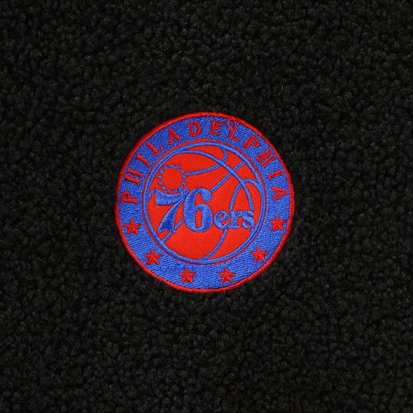 FISLL NBA Men's Philadelphia 76ers Moto Sherpa Crew Neck Sweatshirt