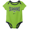 Nike NFL Infant Newborn Seattle Seahawks Nostalgic Icon Creeper 3-Pack Set