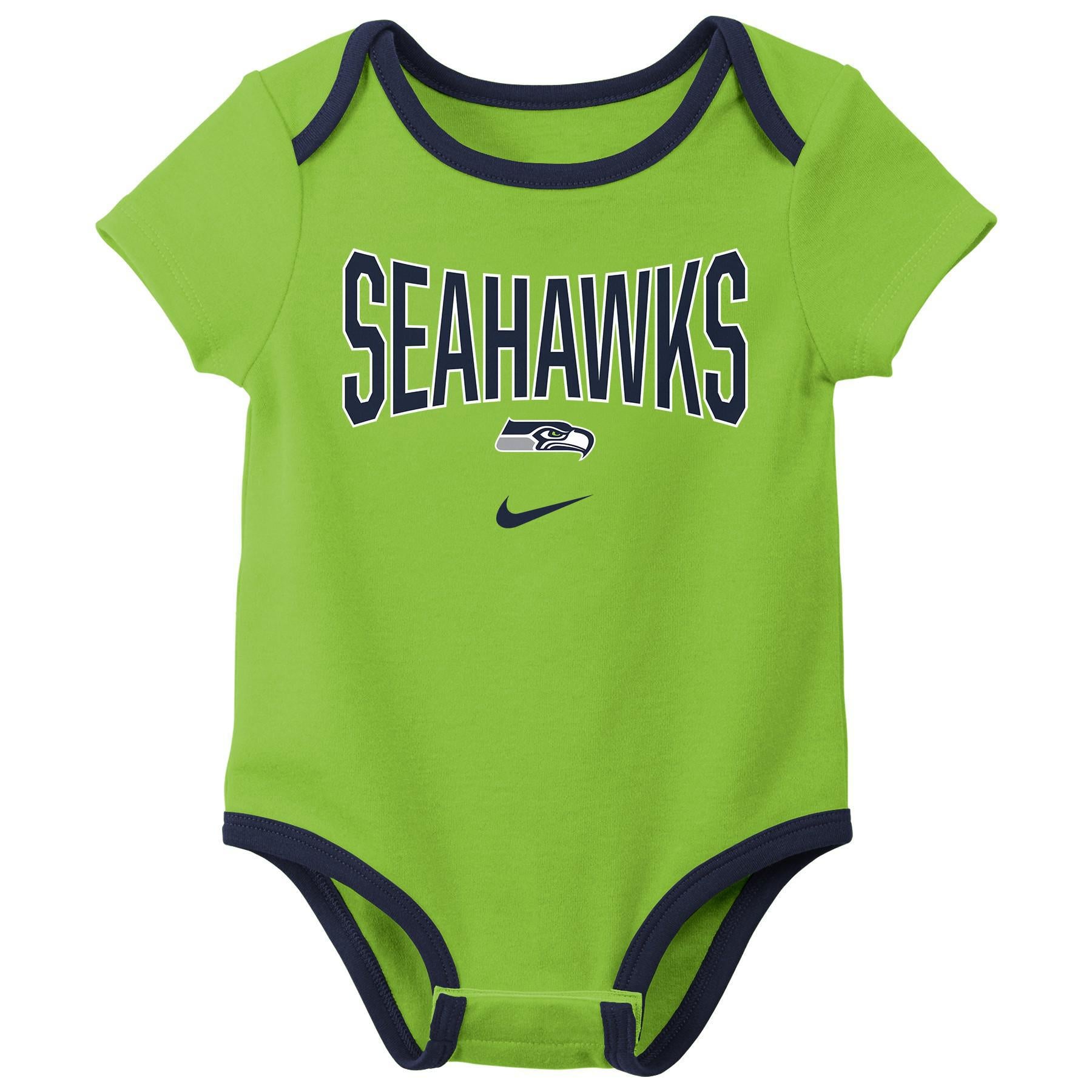 NFL Team Apparel Baby Seahawks Football Onsie Bodysuit, 12 Months