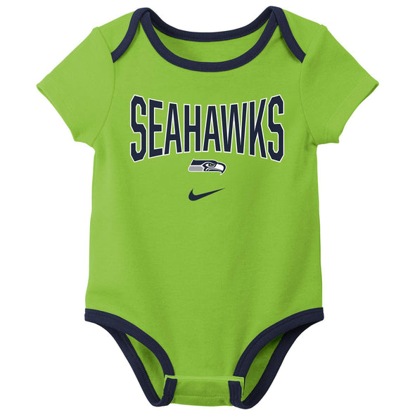 Nike NFL Infant Newborn Seattle Seahawks Nostalgic Icon Creeper 3-Pack Set