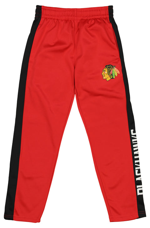 Outerstuff NHL Youth Boys (8-20) Chicago Blackhawks Side Stripe Slim Fit Performance Pant