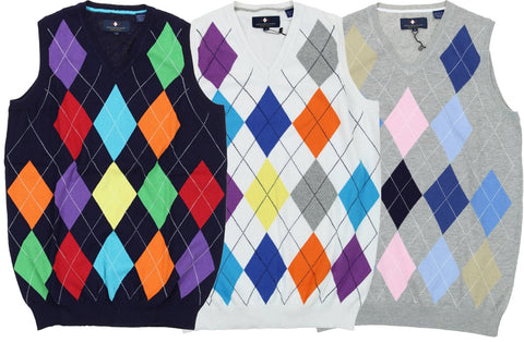 Argyle Culture Men's Sleeveless Diamond Print Vest