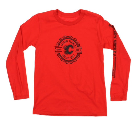 Reebok NHL Youth Calgary Flames Long Sleeve Icon Tee