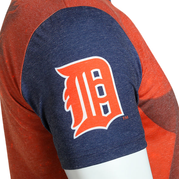 KLEW MLB Men's Detroit Tigers Big Graphics Pocket Logo Tee T-shirt,Orange