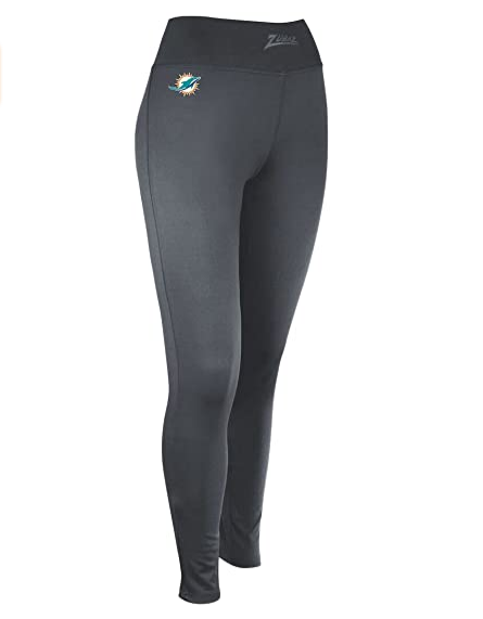 Zubaz NFL Women's Miami Dolphins Solid Leggings, Charcoal