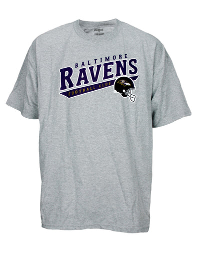 Reebok Mens NFL Football Baltimore Ravens Short Sleeve Shirt Top, Grey