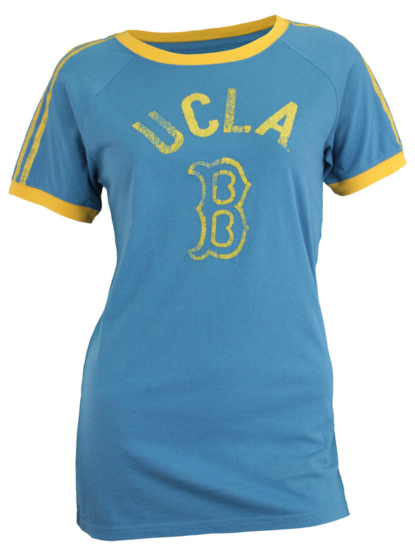 Adidas UCLA Bruins NCAA Women's 3-Stripe Raglan Vintage Tee, Blue