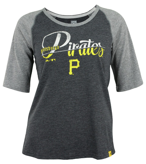 Baseball MLB Youth Girls Pittsburgh Pirates Old Fashionished Vintage Raglan Tee