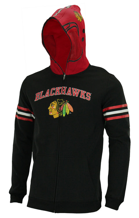NHL Youth Chicago Blackhawks Full Zip Helmet Masked Hoodie, Black
