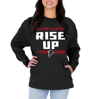 Zubaz NFL Women's Atlanta Falcons Team Color & Slogan Crewneck Sweatshirt