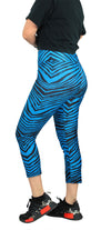 Zubaz NFL Women's Carolina Panthers 2 Color Zebra Print Capri Legging