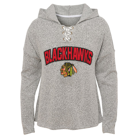 Outerstuff Chicago Blackhawks NHL Girl's Youth (7-16) Eternal Play Hockey Hoodie, Grey