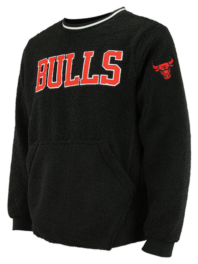 FISLL NBA Men's Chicago Bulls Moto Sherpa Crew Neck Sweatshirt