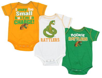 NCAA Infants Florida A&M Rattlers 3 Pack Creeper Bodysuit Set