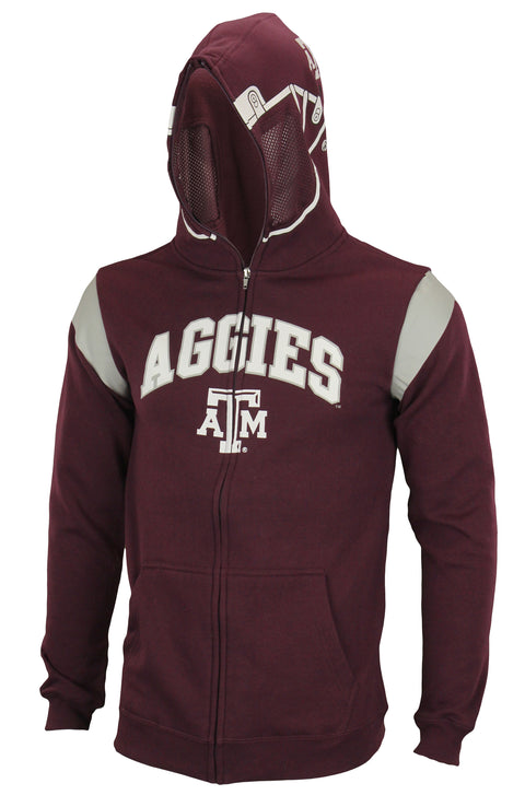 NCAA Youth Texas A&M Aggies Full Zip Helmet Masked Hoodie, Maroon