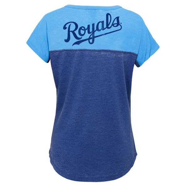 MLB Youth Girls Kansas City Royals Ballpark Best Color Block Dolman Sleeve T-Shirt