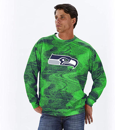 Zubaz NFL Football Men's Seattle Seahawks Static Crew Neck Sweatshirt