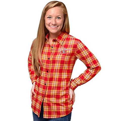 FOCO NFL Women's San Francisco 49ers 2016 Wordmark Basic Flannel Shirt