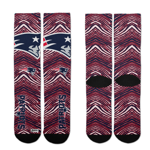 Zubaz By For Bare Feet NFL Adults Unisex New England Patriots Zubified Dress Socks, Large