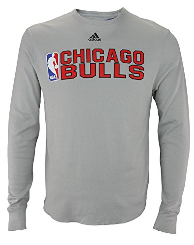 Adidas NBA Men's Chicago Bulls Summer Stack Long Sleeve Thermal Shirt, Grey