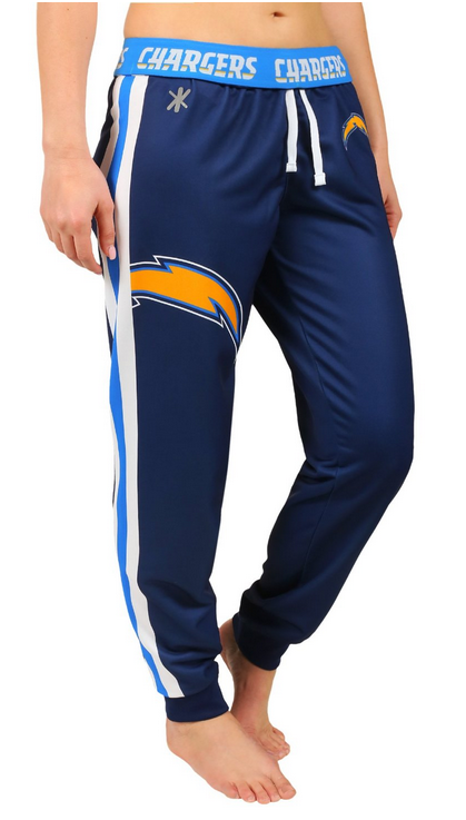 KLEW NFL Women's San Diego Chargers Cuffed Jogger Pants, Blue