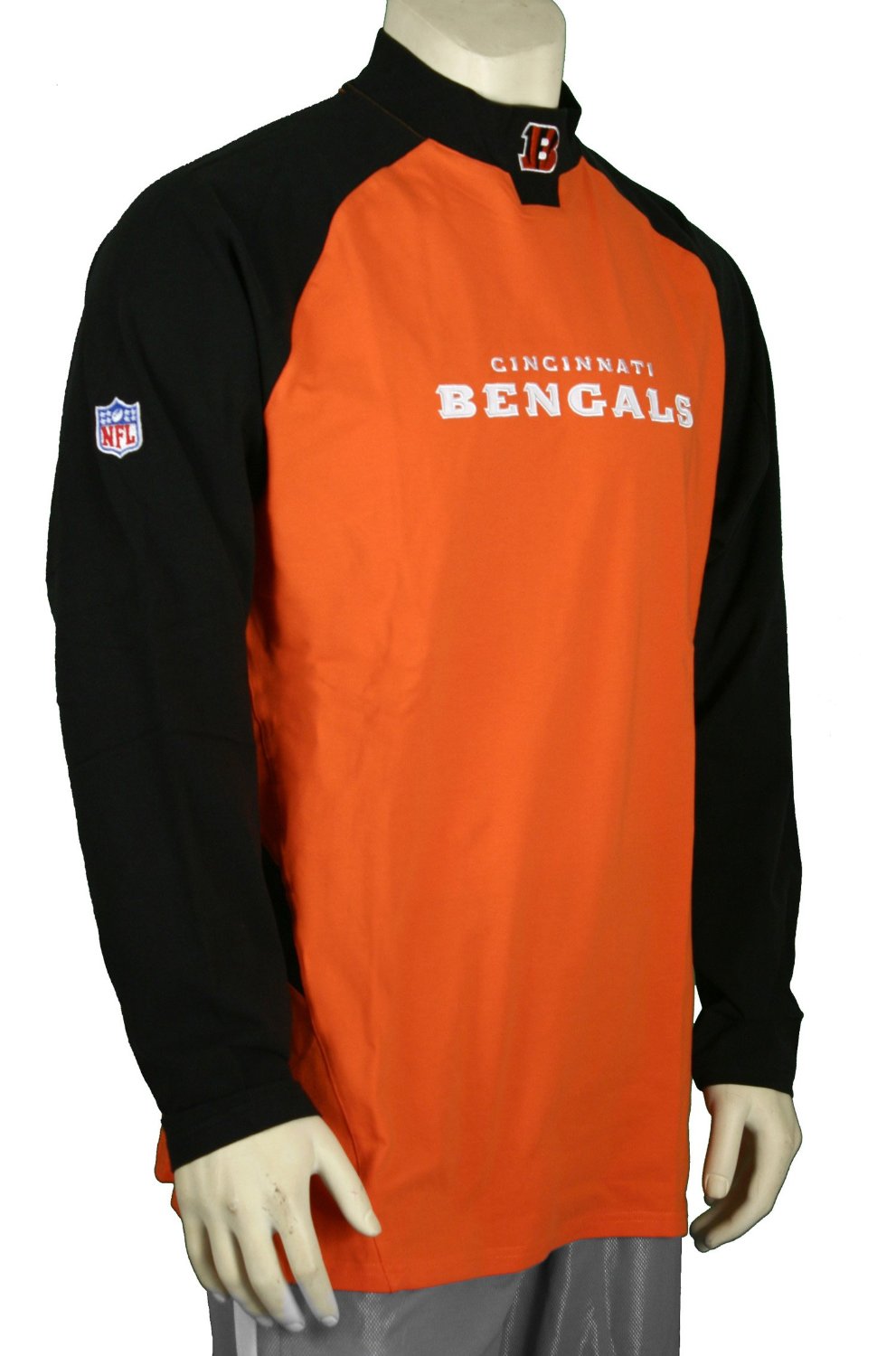 Cincinnati Bengals NFL Mens Sideline Long Sleeve Mock Collar Shirt