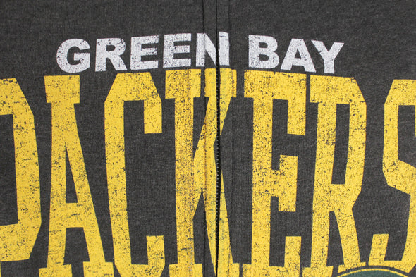 Green Bay Packers NFL Football Men's Fade Route Zip Fleece Hoodie, Grey