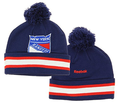 NHL Reebok New York Rangers Kids Cuffed Knit Winter Hat With Pom, Navy