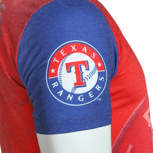 KLEW MLB Men's Texas Rangers Big Graphics Pocket Logo Tee T-shirt, Red