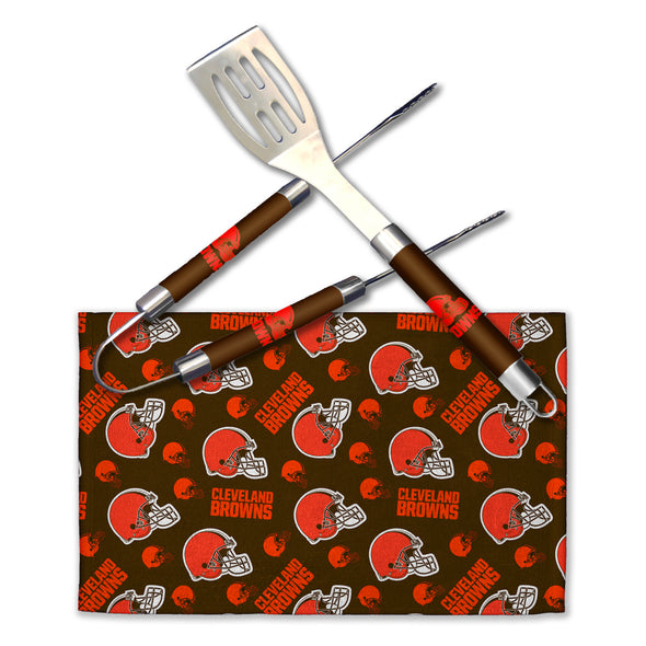 Northwest NFL Cleveland Browns Scatter Print 3 Piece BBQ Grill Set