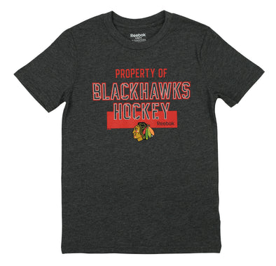 Reebok NHL Youth Chicago Blackhawks Short Sleeve Common Property Tee, Grey