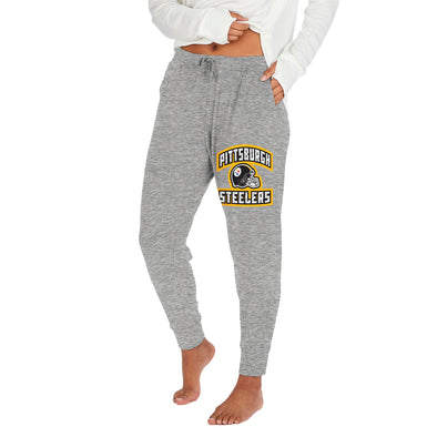 Zubaz NFL Women's Pittsburgh Steelers Marled Gray Soft Jogger