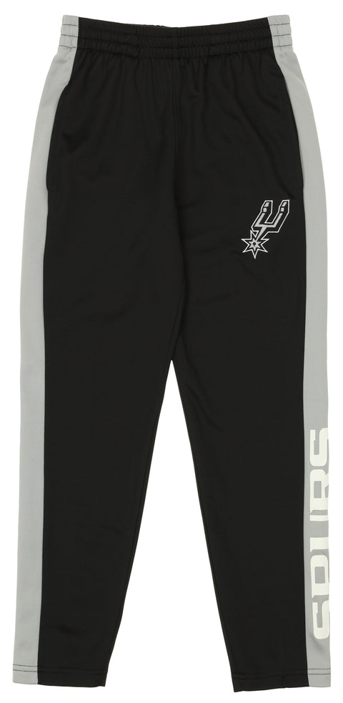 OuterStuff NBA Youth Boys Side Stripe Slim Fit Performance Pant, San Antonio Spurs
