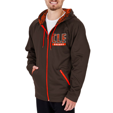 Zubaz NFL Men's Cleveland Browns Full Zip Camo Hoodie With Team Color Camo Lines