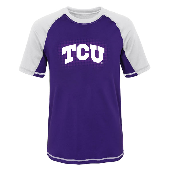 Outerstuff NCAA Youth TCU Horned Frogs Color Block Rash Guard Shirt