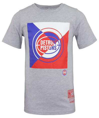 Mitchell & Ness NBA Youth (8-20) Detroit Pistons Team Qaudriga Shirt, Grey