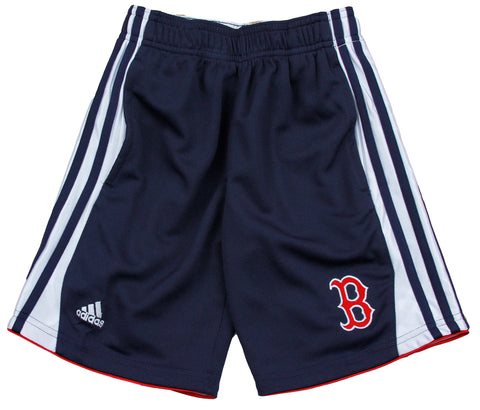 Adidas MLB Baseball Little Kids Boston Red Sox 3-Stripe Athletic Gym Shorts, Navy