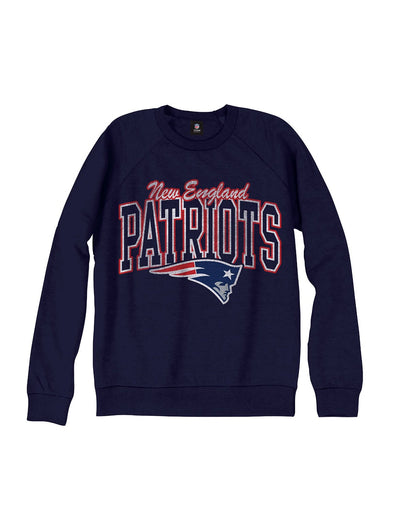 New England Patriots NFL Men's Script Logo French Terry Crew Sweatshirt, Navy
