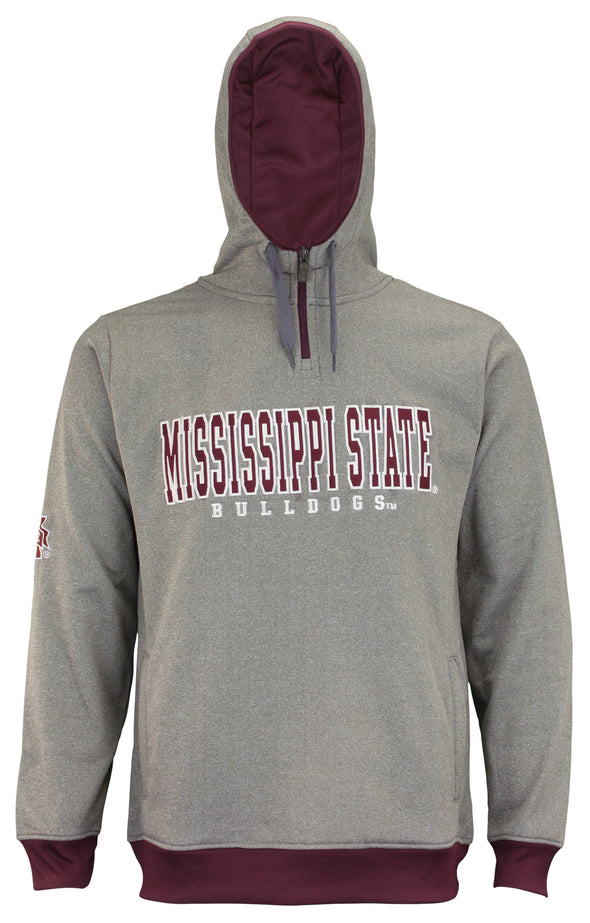 NCAA Men's Basic 1/4 Zip Hooded Pullover, Mississippi State Bulldogs