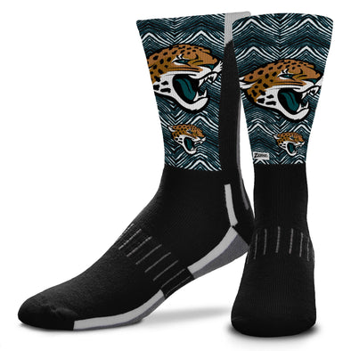 Zubaz X FBF NFL Adult Unisex Jacksonville Jaguars Phenom Curve Crew Socks