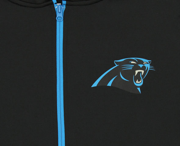 Zubaz Carolina Panthers NFL Men's Full Zip Hoodie with Zebra Print Details