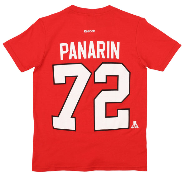 Reebok NHL Boys Youth Chicago Blackhawks Artemi Panarin #72  Short Sleeve Tee, Red