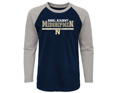 Outerstuff NCAA Youth (8-20) Naval Academy Midshipmen Varsity Block Raglan Tee